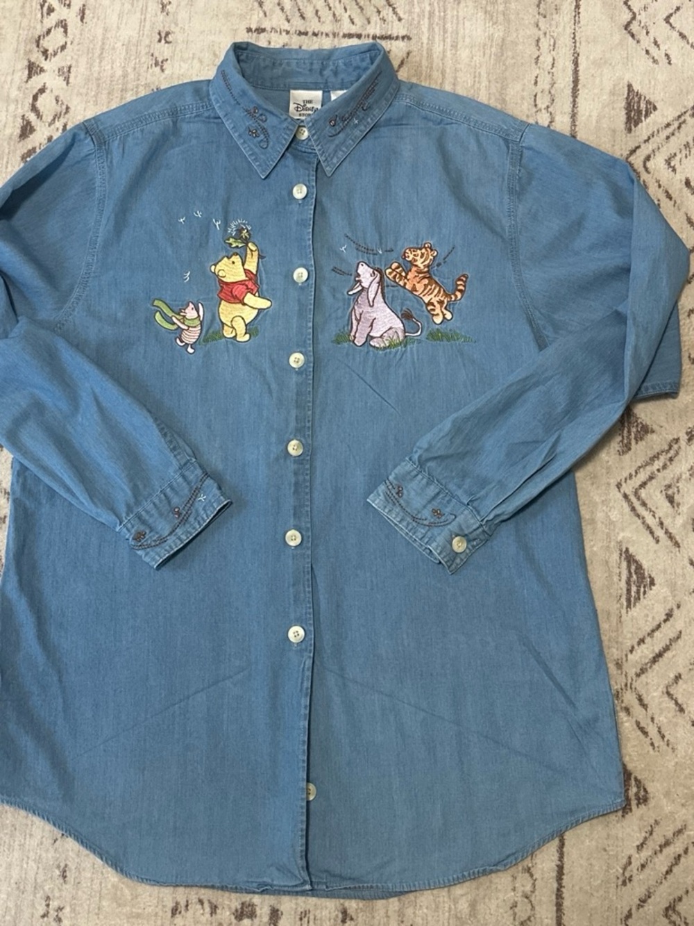 Vintage Disney Store Winnie the Pooh and Friends Cotton Denim Button Down